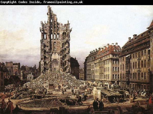 BELLOTTO, Bernardo The Ruins of the Old Kreuzkirche in Dresden gfh